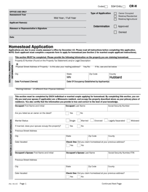 Homestead Application Hubbard County Minnesota Co Hubbard Mn  Form