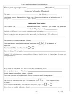 Cpcs Immigration Impact Unit  Form