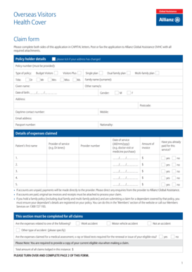 Allianz Ovhc Claim Form PDF