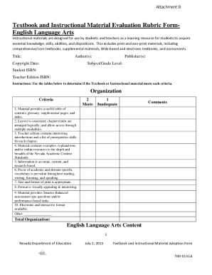 Evaluation Form for Instructional Materials