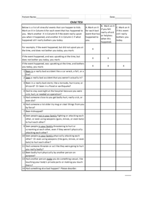 Traumatic Events Screening Inventory TESI Childdoc Dhhs Nh  Form