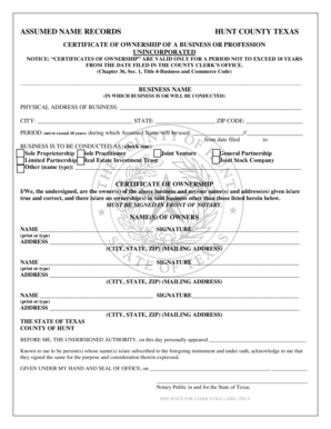  Assumed Name Certificate Bexar County 2014-2024