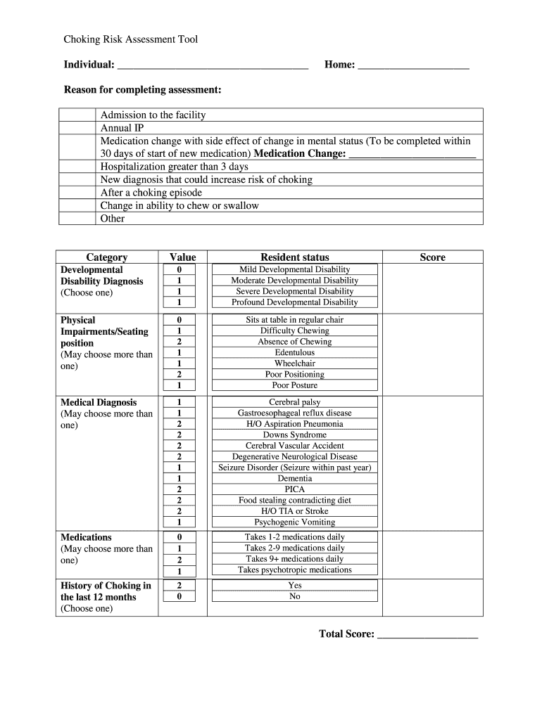 Fall Risk Assessment Home DODD Dodd Ohio  Form