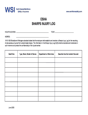  Sharps Injury Log 2003-2024