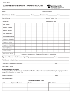  Machine Operator Training Template 2012-2024