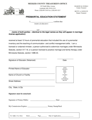 Statement of Premarital Education Form