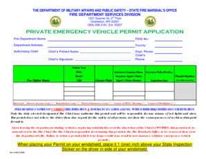Emergency Vehicle Permit  Form