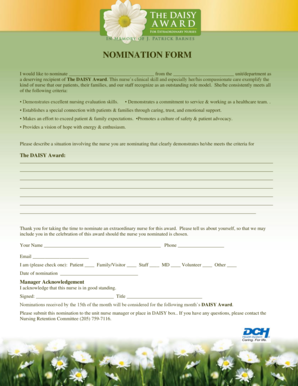 Daisy Award Nomination Form