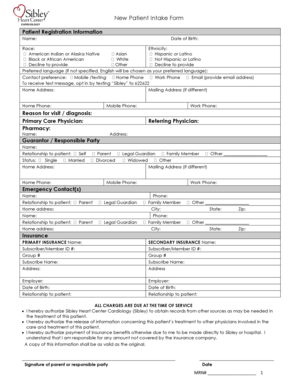 New Patient Intake Form Childrens Healthcare of Atlanta Choa