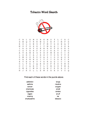 Tobacco Word Search  Form