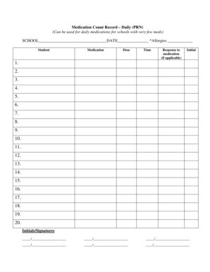 DAILY PRN MEDICATION RECORD Choaorg  Form