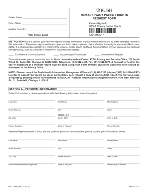 2054 HIPAA Privacy Rights Rush University Medical Center Rush  Form