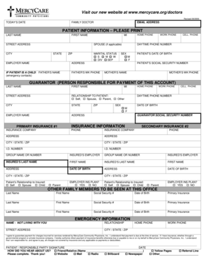 Patient Information Sheet Mercycareorg