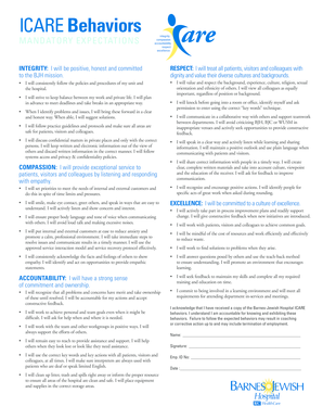 ICARE Behaviors Barnesjewish  Form