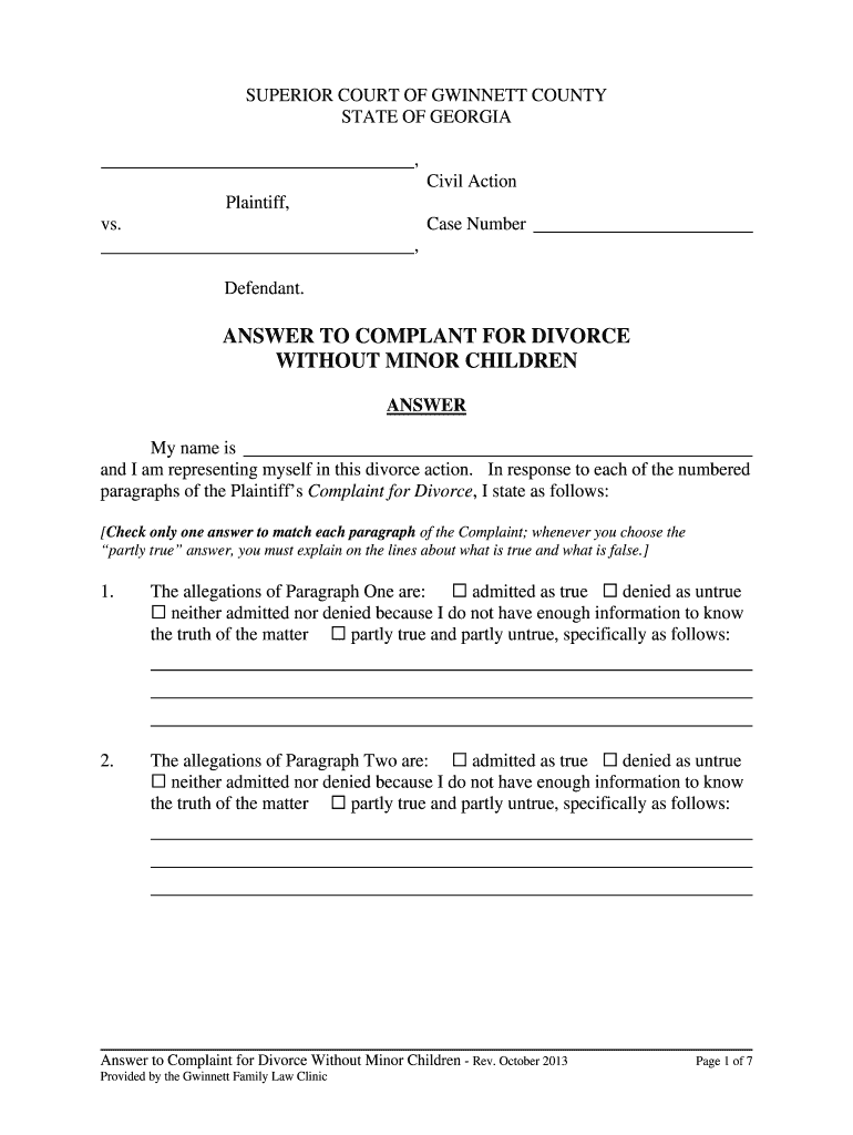 Get and Sign Petition for Divorce Georgia 2013-2022 Form