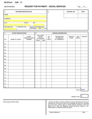 Child Protection Services Request for Payment Statesdus State Sd  Form