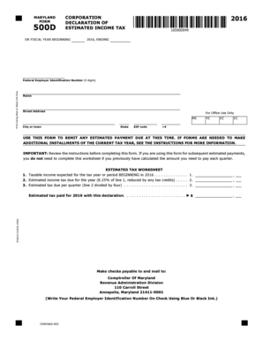  Md Estimated Form 2016