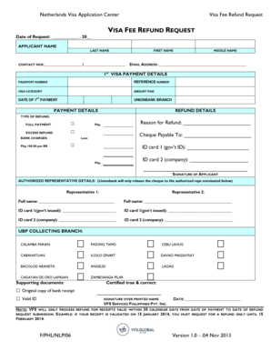 PAYMENT DETAILS REFUND DETAILS VFS Global  Form