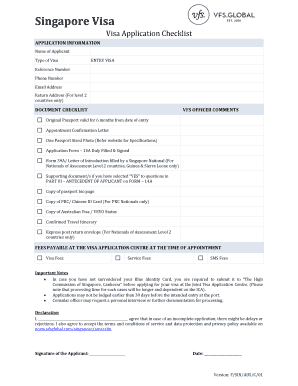 Singapore Visa  Form