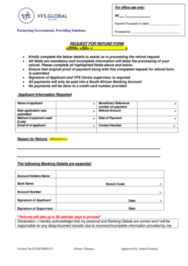 Vfs Refund Request Form