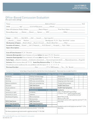 Office Based Concussion Evaluation Sanford Health Sanfordhealth  Form