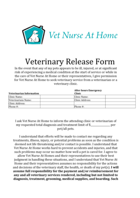 Veterinary Release Form Template