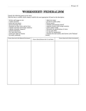 Worksheet Federalism Answer Key  Form