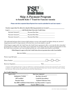 Fsu Credit Union Skip a Payment  Form