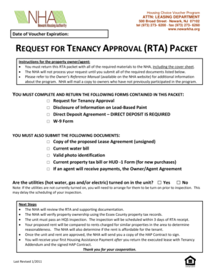 Section 8 Rta Packet  Form