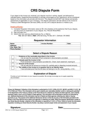 Crs Dispute  Form