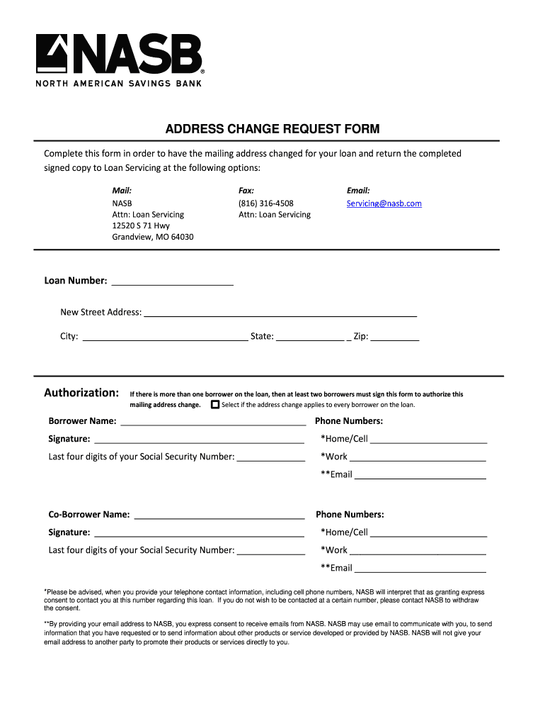 ADDRESS CHANGE REQUEST FORM  NASB