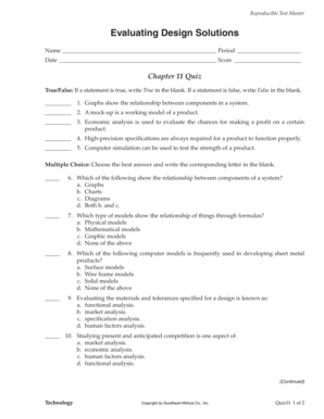 Chapter 11 Evaluating Design Solutions Form
