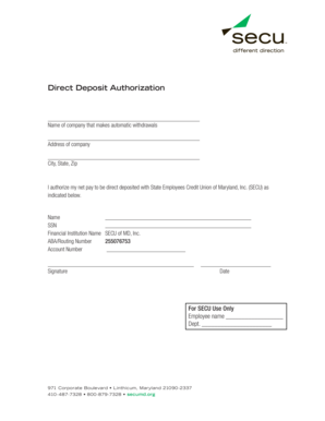 Secu Md Direct Deposit Form