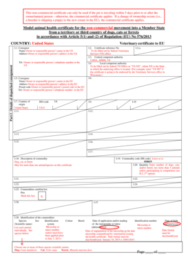 Model Animal Health Certificate for the Non Commercial Aphis Usda  Form