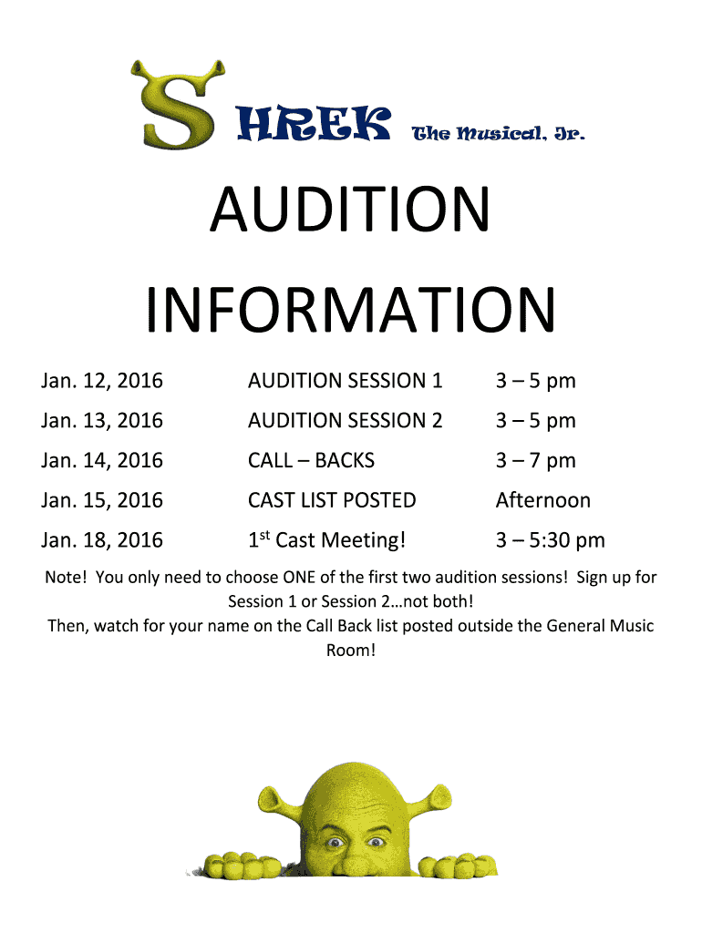  Shrek Musical Jr Audition Packet Oasd K12 Wi 2016-2024