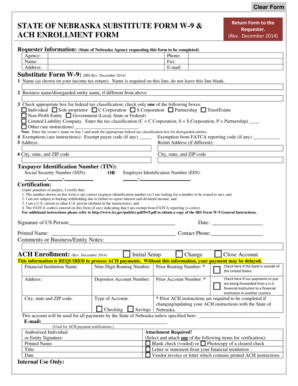  State of Nebraska Substitute Form W 9 Ach Enrollment Form 2014-2024