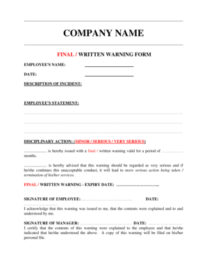 Written Warning  Form