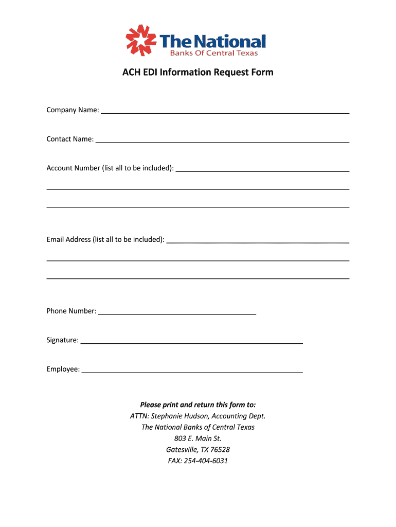 Ach Request Form Template