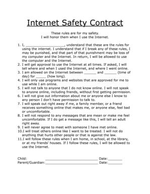 Internet Safety Contract Ninthdistrictda  Form