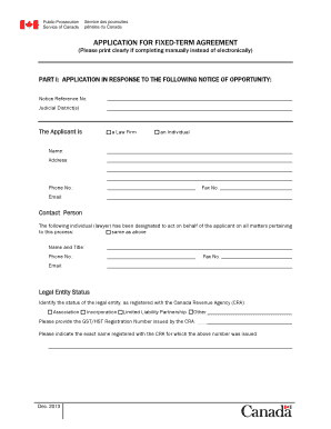 Application for Fixed Term Agreement  Form
