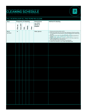 Sfbb Cleaning Schedule  Form