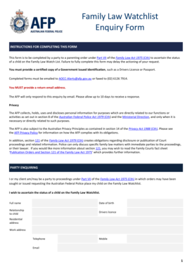 Family Law Watchlist Enquiry Form