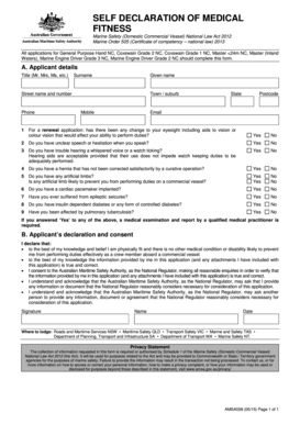 Self Declaration for Medical Fitness  Form