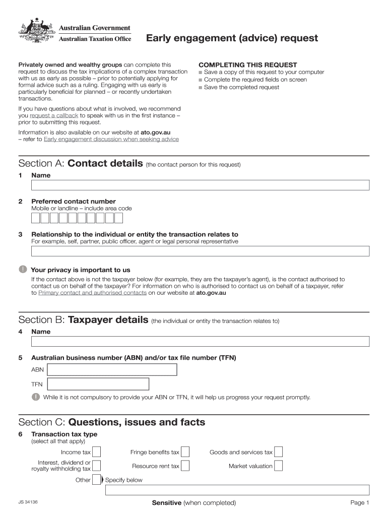 Ato Early Engagement  Form