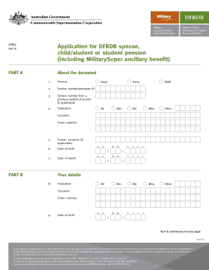 D80 Application for DFRDB Spouse 0414 Childstudent or Dfrdb Gov  Form