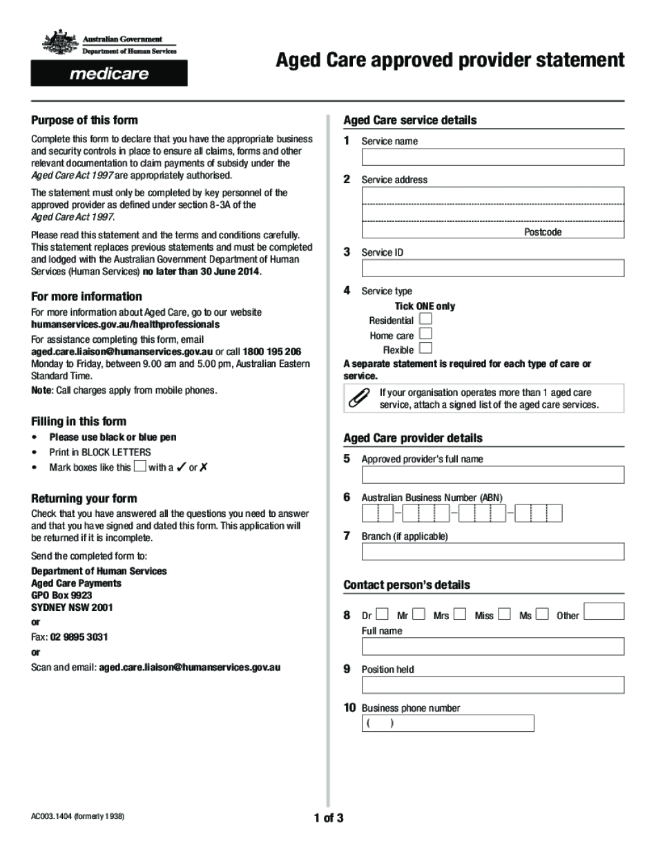  Aged Care Approved Provider Statement Humanservices Gov 2014-2024