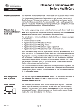 Claim for a Commonwealth Seniors Health Card Humanservices Gov  Form