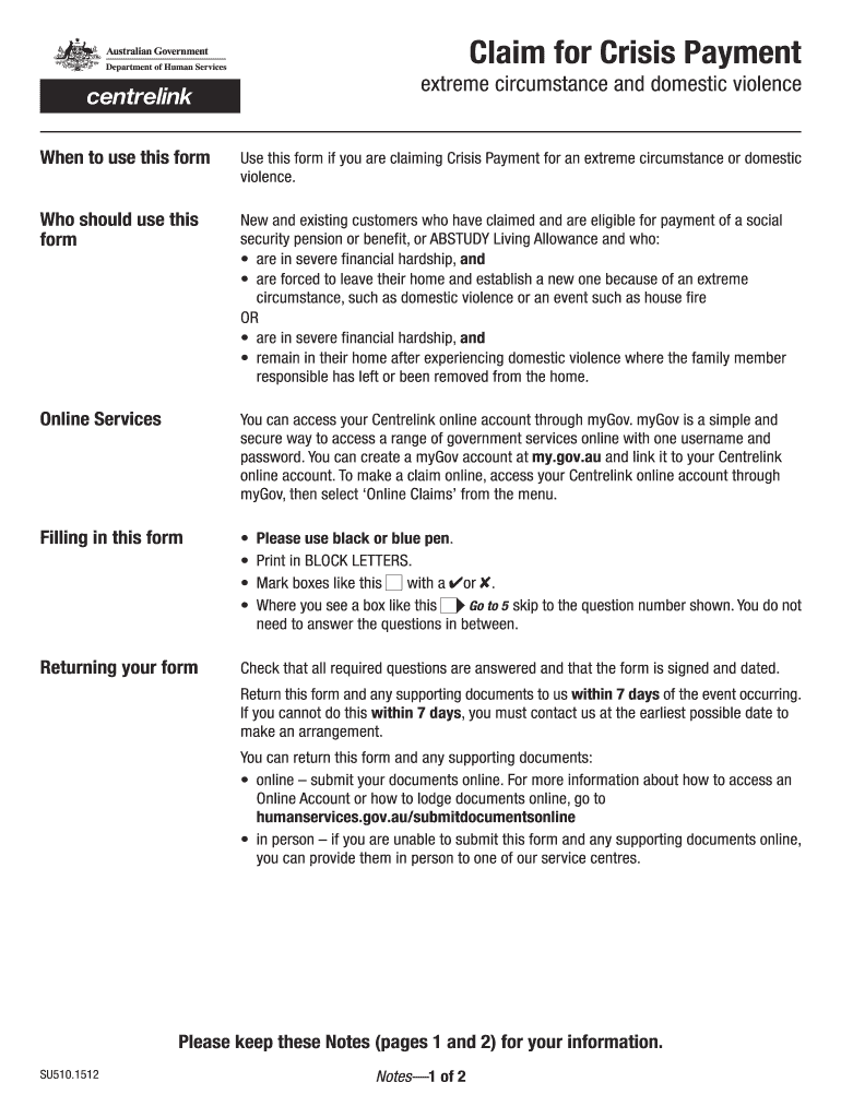 Domestic Violence Payment Centrelink  Form