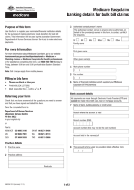 Medicare Easyclaim Banking Details for Bulk Bill Claims Humanservices Gov  Form