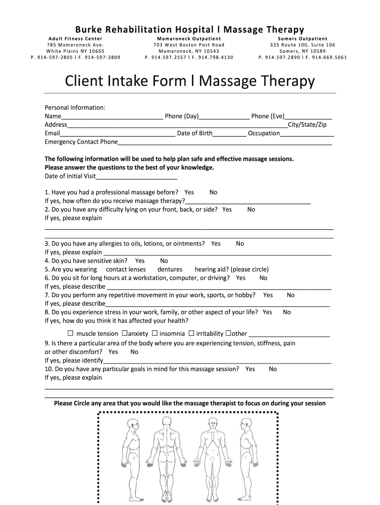 Client Intake Form L Massage Therapy Burkeorg